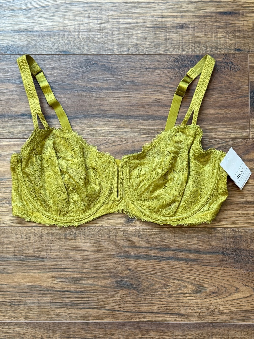 Auden Women’s Unlined Lace Balconette Coverage Underwire Bra Green Size 34DD NWT